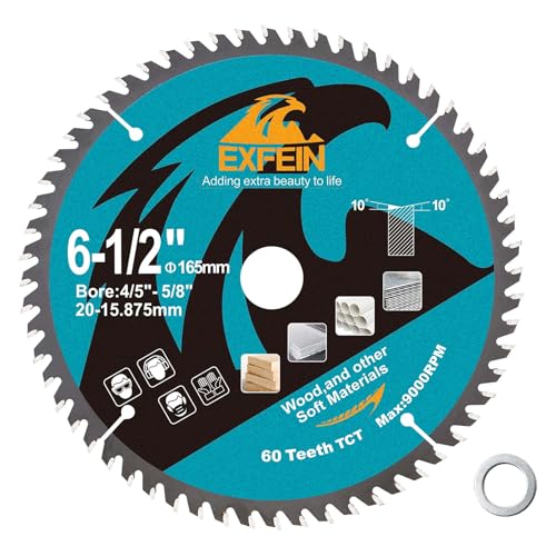 EXFEIN 165 mm Trennscheibe für Holz, kompaktes Kreissägeblatt mit Hartmetallzähnen 60T TCT, allgemeine Verwendung zum Schneiden in Holz, Kunststoff und Verbundwerkstoffen EXFEIN 165 mm Trennscheibe für Holz, kompaktes Kreissägeblatt mit Hartmetallzähnen 60T TCT, allgemeine Verwendung zum Schneiden in Holz, Kunststoff und Verbundwerkstoffen von EXFEIN