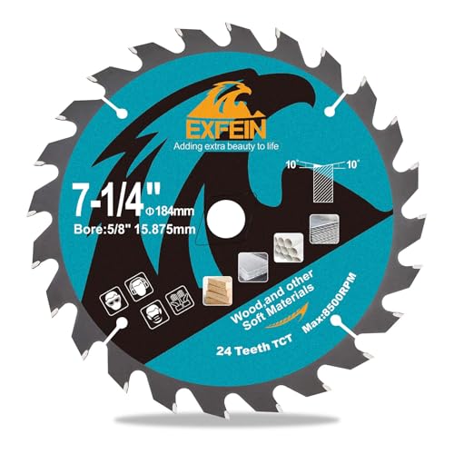 EXFEIN 184 mm Trennscheibe für Holz, kompaktes Kreissägeblatt mit Hartmetallzähnen 24T TCT, allgemeine Verwendung zum Schneiden in Holz, Kunststoff und Verbundwerkstoffen EXFEIN 184 mm Trennscheibe für Holz, kompaktes Kreissägeblatt mit Hartmetallzähnen 24T TCT, allgemeine Verwendung zum Schneiden in Holz, Kunststoff und Verbundwerkstoffen von EXFEIN