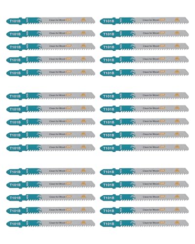 EXFEIN 30 Stück HCS Stichsägeblätter für Weichholzsperrholz, professionelles Zubehör Stichsäge (T101B) von EXFEIN
