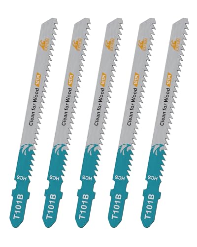 EXFEIN 5 Stück HCS Stichsägeblätter für Weichholzsperrholz, professionelles Zubehör Stichsäge (T101B) von EXFEIN
