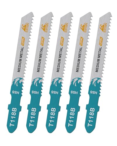 EXFEIN 5-teiliges Stichsägeblätter-Set - HSS Stichsägeblätter für Metall (T118B) von EXFEIN