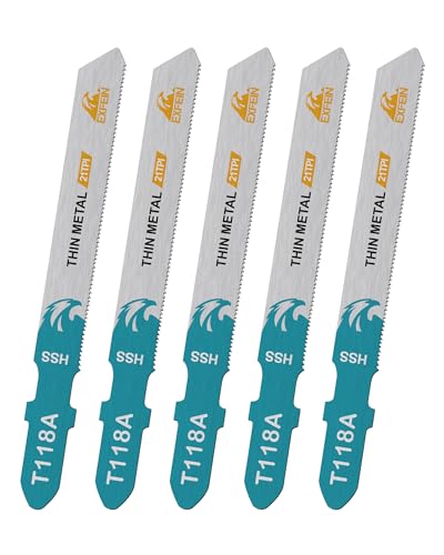 EXFEIN 5-teiliges Stichsägeblätter-Set – HSS Stichsägeblätter für Metall-Stahlbleche (T118A) von EXFEIN