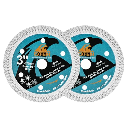 EXFEIN 75mm Fliesen-Trennscheibe 2 Stück, Superdünne Diamantscheibe zum Schneiden von Porzellan, Fliesen, Granit, Marmor, Keramik von EXFEIN