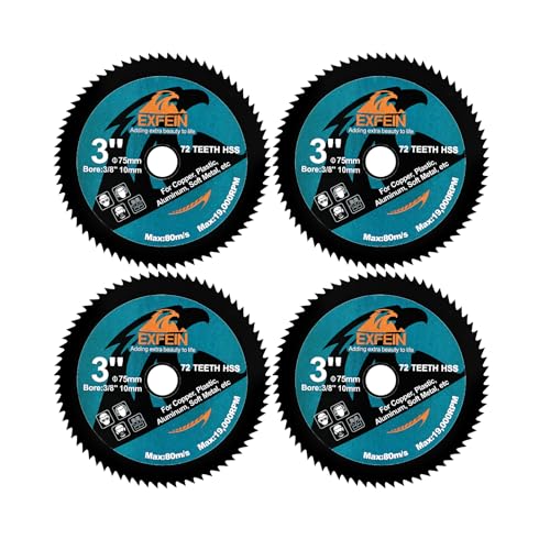 EXFEIN 75mm HSS Kreissägeblatt 4 Stück, Hochgeschwindigkeitsstahl-Trennscheibe zum Schneiden von Weichmetall Kupfer Aluminium Holz Kunststoff Diamantscheibe von EXFEIN