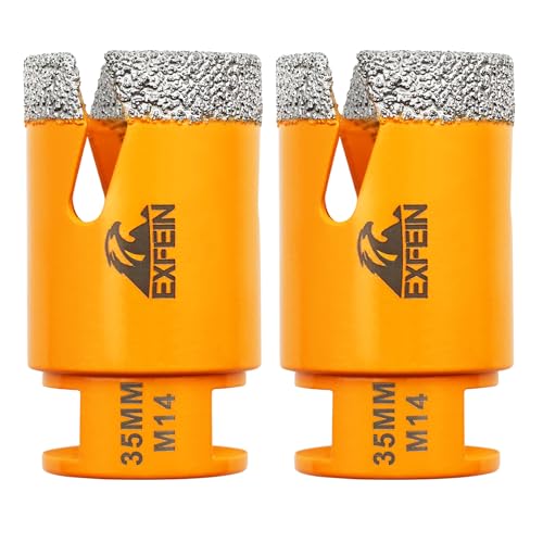 EXFEIN Diamant Fliesenbohrer 35mm - 2 stücke M14 Diamantbohrer Lochsäge für Fliesen Porzellan Keramik Marmor Granit Bohrungen, für Winkelschleifer von EXFEIN