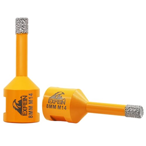 EXFEIN Diamant Fliesenbohrer 8mm - 2 stücke M14 Diamantbohrer Lochsäge für Fliesen Porzellan Keramik Marmor Granit Bohrungen, für Winkelschleifer von EXFEIN