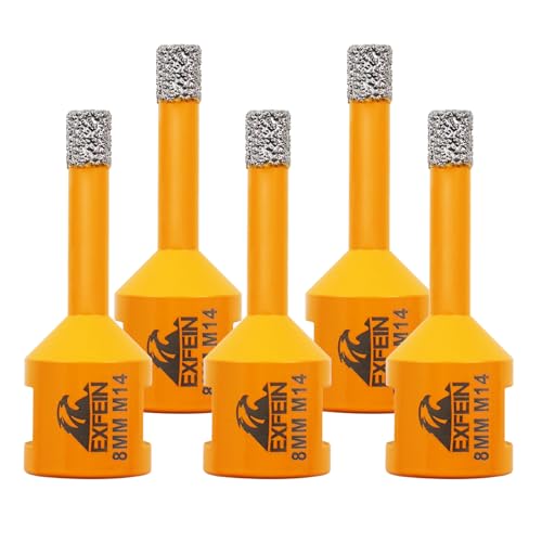 EXFEIN Diamant Fliesenbohrer 8mm - 5 stücke M14 Diamantbohrer Lochsäge für Fliesen Porzellan Keramik Marmor Granit Bohrungen, für Winkelschleifer von EXFEIN