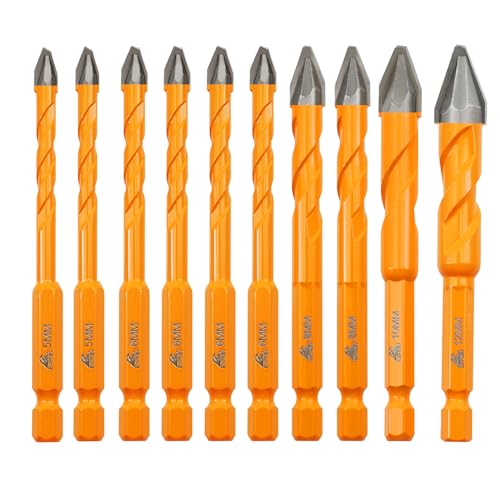 EXFEIN Hartmetall-Mauerbohrer 10er-Set - Präzisionsbohrer 2x5mm + 4x6mm + 2x8mm + 10mm + 12mm für Beton, Fliesen, Marmor, Holz, Kunststoff EXFEIN Hartmetall-Mauerbohrer 10er-Set - Präzisionsbohrer 2x5mm + 4x6mm + 2x8mm + 10mm + 12mm für Beton, Fliesen, Marmor, Holz, Kunststoff von EXFEIN