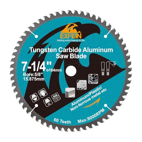 EXFEIN Metall-Trennscheibe 184mm für Aluminium Nichteisenmetalle 60 Zähne Hartmetall bestückt Trennscheibe mit 15,875mm Bohrung von EXFEIN