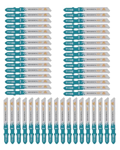 EXFEIN Stichsägeblätter-Set, 50 Stück, HSS Stichsägeblätter für Metall (T118B) von EXFEIN