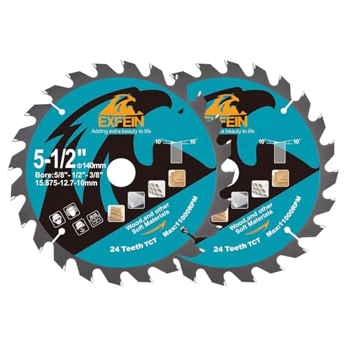 Trennscheibe für Holz, EXFEIN 140 mm, 2 Stück, kompakt, Hartmetallzähne 24T TCT, allgemeine Verwendung zum Schneiden in Holz, Kunststoff und Verbundwerkstoffen Trennscheibe für Holz, EXFEIN 140 mm, 2 Stück, kompakt, Hartmetallzähne 24T TCT, allgemeine Verwendung zum Schneiden in Holz, Kunststoff und Verbundwerkstoffen von EXFEIN