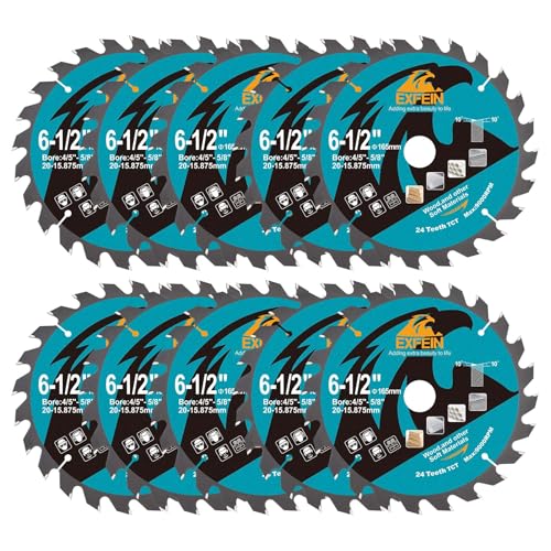 Trennscheibe für Holz, EXFEIN 165 mm, 10 Stück, kompakt, Hartmetallzähne 24T TCT, allgemeine Verwendung zum Schneiden in Holz, Kunststoff und Verbundwerkstoffen Trennscheibe für Holz, EXFEIN 165 mm, 10 Stück, kompakt, Hartmetallzähne 24T TCT, allgemeine Verwendung zum Schneiden in Holz, Kunststoff und Verbundwerkstoffen von EXFEIN
