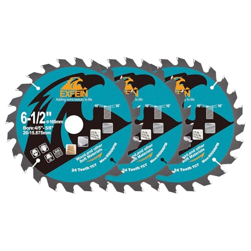 Trennscheibe für Holz, EXFEIN 165 mm, 3 Stück, kompakt, Hartmetallzähne 24T TCT, allgemeine Verwendung zum Schneiden in Holz, Kunststoff und Verbundwerkstoffen Trennscheibe für Holz, EXFEIN 165 mm, 3 Stück, kompakt, Hartmetallzähne 24T TCT, allgemeine Verwendung zum Schneiden in Holz, Kunststoff und Verbundwerkstoffen von EXFEIN