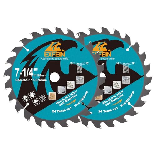 Trennscheibe für Holz, EXFEIN 184 mm, 2 Stück, kompakt, Hartmetallzähne 24T TCT, allgemeine Verwendung zum Schneiden in Holz, Kunststoff und Verbundwerkstoffen Trennscheibe für Holz, EXFEIN 184 mm, 2 Stück, kompakt, Hartmetallzähne 24T TCT, allgemeine Verwendung zum Schneiden in Holz, Kunststoff und Verbundwerkstoffen von EXFEIN