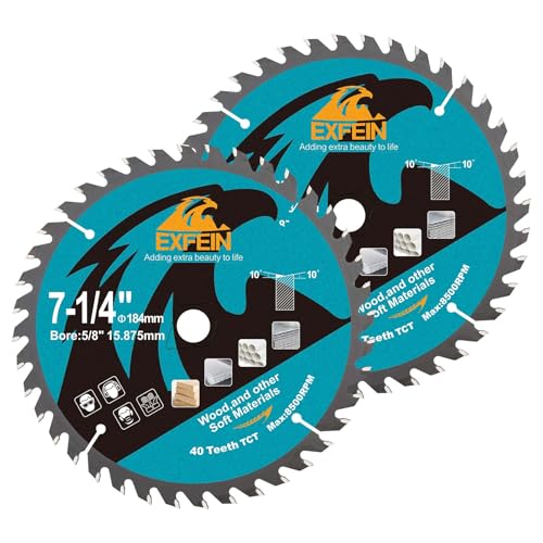 Trennscheibe für Holz, EXFEIN 184 mm, 2 Stück, kompakt, Hartmetallzähne 40T TCT, allgemeine Verwendung zum Schneiden in Holz, Kunststoff und Verbundwerkstoffen Trennscheibe für Holz, EXFEIN 184 mm, 2 Stück, kompakt, Hartmetallzähne 40T TCT, allgemeine Verwendung zum Schneiden in Holz, Kunststoff und Verbundwerkstoffen von EXFEIN