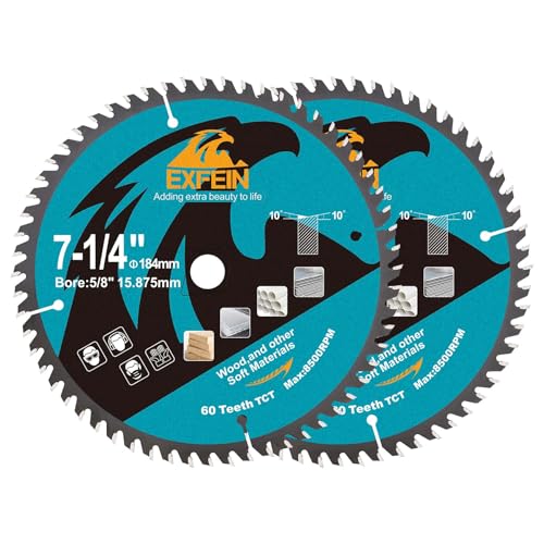Trennscheibe für Holz, EXFEIN 184 mm, 2 Stück, kompakt, Hartmetallzähne 60T TCT, allgemeine Verwendung zum Schneiden in Holz, Kunststoff und Verbundwerkstoffen Trennscheibe für Holz, EXFEIN 184 mm, 2 Stück, kompakt, Hartmetallzähne 60T TCT, allgemeine Verwendung zum Schneiden in Holz, Kunststoff und Verbundwerkstoffen von EXFEIN