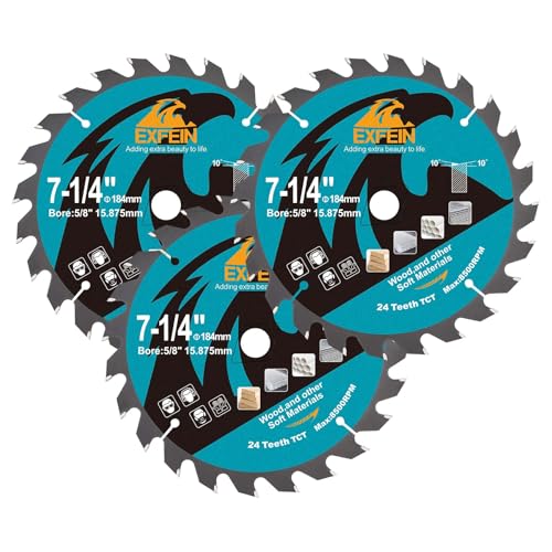 Trennscheibe für Holz, EXFEIN 184 mm, 3 Stück, kompakt, Hartmetallzähne 24T TCT, allgemeine Verwendung zum Schneiden in Holz, Kunststoff und Verbundwerkstoffen Trennscheibe für Holz, EXFEIN 184 mm, 3 Stück, kompakt, Hartmetallzähne 24T TCT, allgemeine Verwendung zum Schneiden in Holz, Kunststoff und Verbundwerkstoffen von EXFEIN
