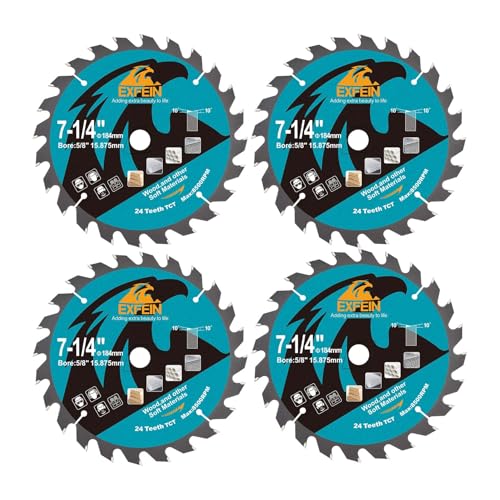 Trennscheibe für Holz, EXFEIN 184 mm, 4 Stück, kompakt, Hartmetallzähne 24T TCT, allgemeine Verwendung zum Schneiden in Holz, Kunststoff und Verbundwerkstoffen Trennscheibe für Holz, EXFEIN 184 mm, 4 Stück, kompakt, Hartmetallzähne 24T TCT, allgemeine Verwendung zum Schneiden in Holz, Kunststoff und Verbundwerkstoffen von EXFEIN
