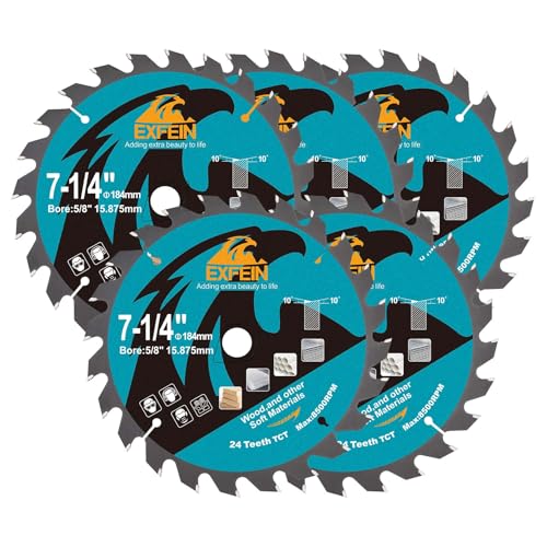 Trennscheibe für Holz, EXFEIN 184 mm, 5 Stück, kompakt, Hartmetallzähne 24T TCT, allgemeine Verwendung zum Schneiden in Holz, Kunststoff und Verbundwerkstoffen Trennscheibe für Holz, EXFEIN 184 mm, 5 Stück, kompakt, Hartmetallzähne 24T TCT, allgemeine Verwendung zum Schneiden in Holz, Kunststoff und Verbundwerkstoffen von EXFEIN