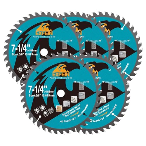Trennscheibe für Holz, EXFEIN 184 mm, 5 Stück, kompakt, Hartmetallzähne 40T TCT, allgemeine Verwendung zum Schneiden in Holz, Kunststoff und Verbundwerkstoffen Trennscheibe für Holz, EXFEIN 184 mm, 5 Stück, kompakt, Hartmetallzähne 40T TCT, allgemeine Verwendung zum Schneiden in Holz, Kunststoff und Verbundwerkstoffen von EXFEIN