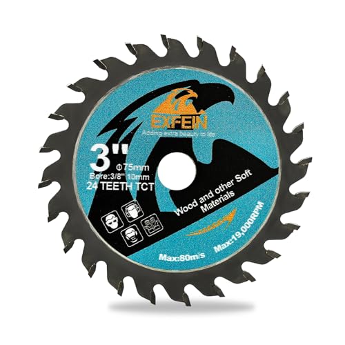 EXFEIN 75mm Holz-Trennscheibe - 24T TCT Hartmetall bestückte Zähne Kompaktes Kreissägeblatt, Allzweck für Schneiden in Holz Kunststoff und Verbundwerkstoffen von EXFEIN