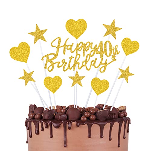 40 Geburtstag Tortendeko Gold, 40. Geburtstagstorte Topper, Kuchen Deko, Cake topper Girlande Herze Sternen Cake-Topper Kuchen Aufsätze für 40 Geburstagdeko, für Mädchen Frauen 40 Geburtstag Tortendeko Gold, 40. Geburtstagstorte Topper, Kuchen Deko, Cake topper Girlande Herze Sternen Cake-Topper Kuchen Aufsätze für 40 Geburstagdeko, für Mädchen Frauen von EXFU