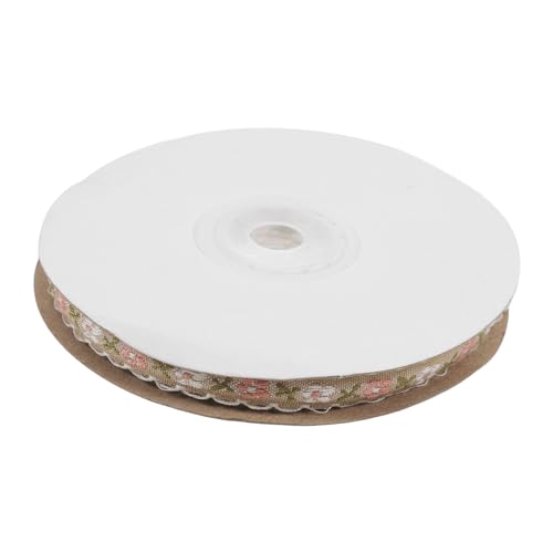 EXHUMKY 1 Rolle Sticked Blumenband Blumenstickereiband Stickband Kopfschmuck selber machen Stickerei Blumenbesatz bestickter Bandbesatz mit Blumenmuster Band Handwerk Polyester Kaffee von EXHUMKY