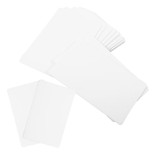 EXHUMKY 100 Stück Weiße PVC Blanko Karten zum Beschriften und Bedrucken Beidseitig Beschreibbar für DIY Geschenkanhänger Notizen Namensschilder und Kreative Bastelprojekte von EXHUMKY