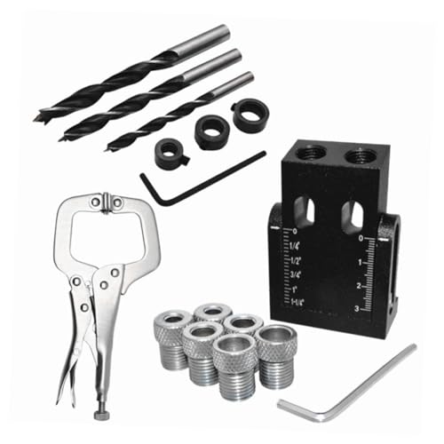 EXHUMKY 1Satz Bohrführungs und Lochpositionierer für Holzarbeiten Teiliges mit Standardbohrer und Klemmen Präzise und Langlebige Stanzvorlage für DIY Projekte von EXHUMKY