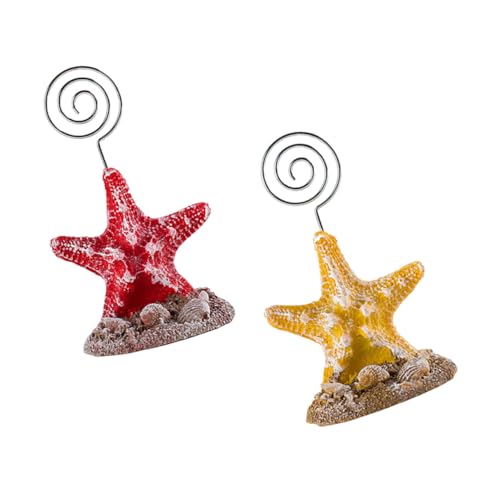 EXHUMKY 2 STÜCK Seestern Memohalter Tischdekoration Mediterraner Stil Stabile Basis Praktische Memo Fotoclips für Büro und Zuhause von EXHUMKY