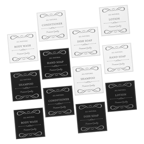 EXHUMKY 2 Satz Wasserdichte Etiketten für Seifenspender und Lotionflaschen Selbstklebende Vinylaufkleber für Handseife Shampoo Conditioner und Lotion Teiliges Weiße Schwarze von EXHUMKY