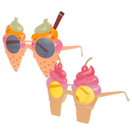 EXHUMKY 2 Stück Eiscreme Sonnenbrille Lustige Tragbare Accessoires für Sommer Partys Foto Requisiten für Luau und Strandfeiern Cherry Bunte Eiscreme von EXHUMKY