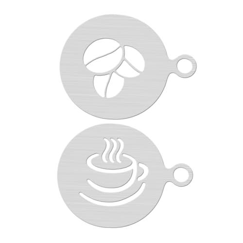 EXHUMKY 2 Stück Latte Art Schablonen DIY Kaffee Dekorationstools für Cappuccino Torten Robust Leicht zu Reinigen Vielseitig Einsetzbar für Kreative Kaffee und Kuchendekoration von EXHUMKY