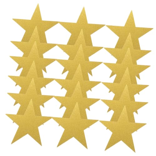 EXHUMKY 24 Stück Glitzernde Goldene Stern Ausschnitte Große Papiersterne für Wand und Partydekoration Doppelseitige Sterne für Klassenzimmer und Bastelprojekte von EXHUMKY