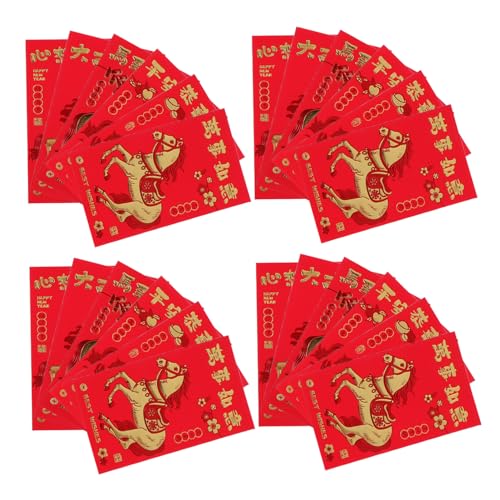 EXHUMKY 30 Stück Chinesische Envelopes Jahr Des Pferdes mit Einzigartigem Prägekunstwerk Reißfest Klassisches Design Vielseitig Einsetzbar für Neujahr Hochzeit Geburtstag Festtagsglück von EXHUMKY