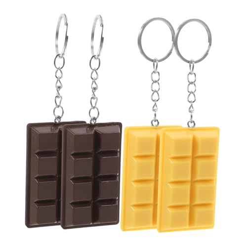 EXHUMKY 4 Stück Realistische Schokoladen Schlüsselanhänger Valentinstag Dekoration Süßer Food Keychain Anhänger für Taschen Rucksäcke Geschenk Charm für Frauen von EXHUMKY