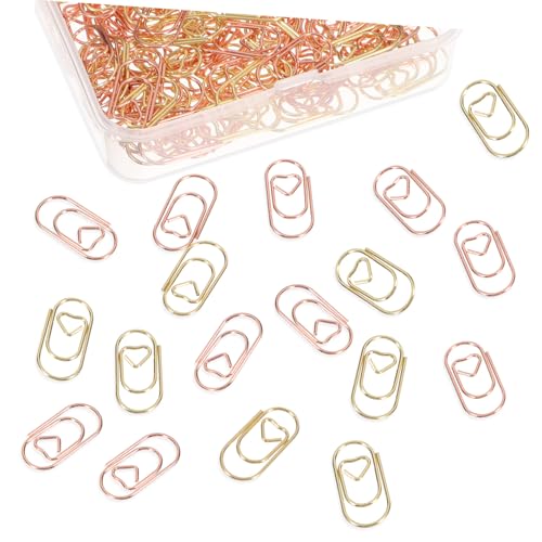EXHUMKY 400 Stück Teiliges Herzförmige Metall Büroklammern Kreative Dekorative Paper Clips in Gold und Roségold Clips für Büro Schule Zuhause zum Organisieren von Notizen Fotos Tickets von EXHUMKY