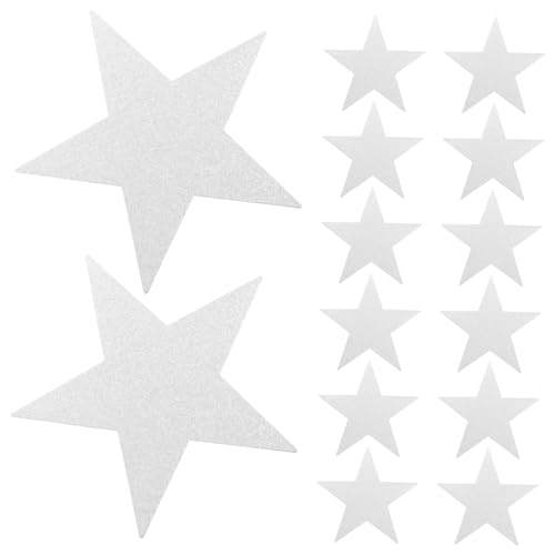 EXHUMKY 48 Stück Handgeschnittene Stern Ausschnitte aus Papier für Klassenzimmer Dekoration Kreative Wandgestaltung Diy Projekte und Bastelbedarf Silber von EXHUMKY