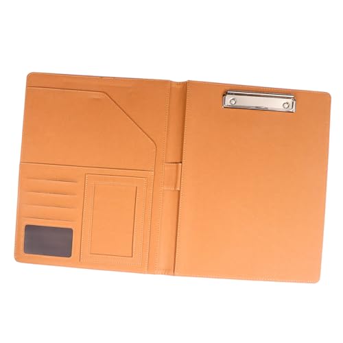 EXHUMKY Business Aktenordner Braun mit Edelstahlclip Multifunktionaler Dokumentenhalter Tragbare Sammelmappe für Büro Schule und Zuhause Praktische Büroablage Einfach zu Transportieren von EXHUMKY