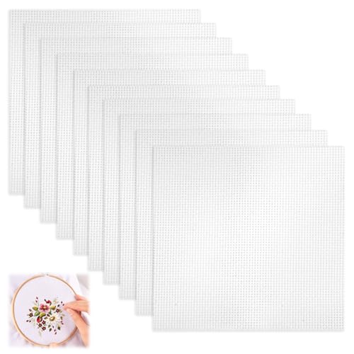 10 Stück Kreuzstich Stoff zum Sticken, 20x20 cm Sticken Aida, 11CT Stickerei Tuch Weiß Kreuzstichtuch, Cross Stitch Fabric, Stickerei-Stoff Baumwolle für Stickereien, Nähen, DIY Handwerk 10 Stück Kreuzstich Stoff zum Sticken, 20x20 cm Sticken Aida, 11CT Stickerei Tuch Weiß Kreuzstichtuch, Cross Stitch Fabric, Stickerei-Stoff Baumwolle für Stickereien, Nähen, DIY Handwerk von EXIN DECHEN