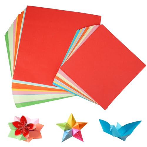200 Bastelpapier Bunt Origamipapier, Blatt Origami Papier 10x10cm & 20x20cm, Quadratisches Paper Faltpapier Set, Zweiseitig Bastelpappe, Origami-Papier Farbige, Quadratisch von EXIN DECHEN