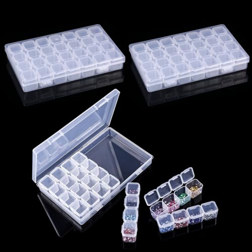 3 Pcs Diamond Painting Box Organizer, Zubehör Sortierbox Behälter, 28 Fächern Aufbewahrungsbox, Aufbewahrung Dosen klein, Kunststoff Transparenter Boxen für Steine,Saatgut,Perlen,Schmuck,Stickerei 3 Pcs Diamond Painting Box Organizer, Zubehör Sortierbox Behälter, 28 Fächern Aufbewahrungsbox, Aufbewahrung Dosen klein, Kunststoff Transparenter Boxen für Steine,Saatgut,Perlen,Schmuck,Stickerei von EXIN DECHEN