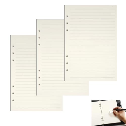EXIN DECHEN A5 Nachfüllpapier, 135 Blätter Horizontale Linie, 6 Löcher Liniert, Füllpapier, A5 Refill, Weiß von EXIN DECHEN