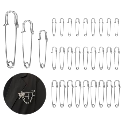 30 Stück Sicherheitsnadeln Set, 4.5cm/6cm/7.5cm Sicherheit Pins, Sicherheitsnadeln Groß, Safety Pins, Silber Sicherheitsnadeln für Kleidung Quilten Kunsthandwerk Charms Decken Röcke Schal 30 Stück Sicherheitsnadeln Set, 4.5cm/6cm/7.5cm Sicherheit Pins, Sicherheitsnadeln Groß, Safety Pins, Silber Sicherheitsnadeln für Kleidung Quilten Kunsthandwerk Charms Decken Röcke Schal von EXIN DECHEN