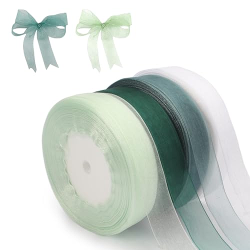 4 Rollen 45m Organzaband, 20mm Breit Geschenkband Weiss, Aqua Grün, Wald Grün, Salbei Grün, Transparentes Organza Bänder Geschenkband,Schleifenband,Dekoband für Geschenkverpackung Hochzeitsdekoration 4 Rollen 45m Organzaband, 20mm Breit Geschenkband Weiss, Aqua Grün, Wald Grün, Salbei Grün, Transparentes Organza Bänder Geschenkband,Schleifenband,Dekoband für Geschenkverpackung Hochzeitsdekoration von EXIN DECHEN