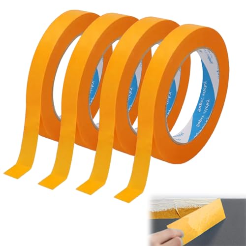 4 Rollen Kreppband Malerband, 20mm x 50m Goldband Klebeband, Abklebeband Maler, Goldband zum Streichen, Painters Tape, Selbstklebendes Malerband, Abklebeband für Maler,Lackieren,Renovieren,Autolack 4 Rollen Kreppband Malerband, 20mm x 50m Goldband Klebeband, Abklebeband Maler, Goldband zum Streichen, Painters Tape, Selbstklebendes Malerband, Abklebeband für Maler,Lackieren,Renovieren,Autolack von EXIN DECHEN