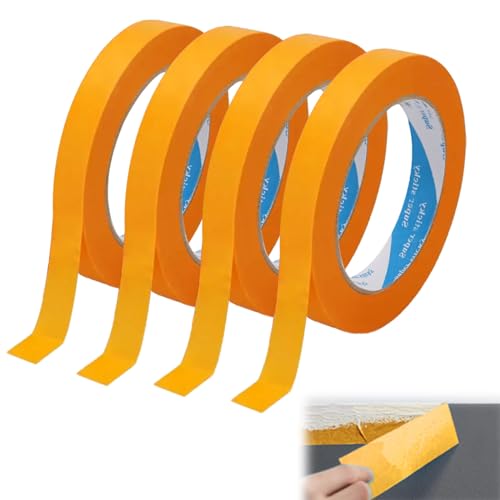 4 Rollen Kreppband Malerband, 20mm x 50m Goldband Klebeband, Abklebeband Maler, Goldband zum Streichen, Painters Tape, Selbstklebendes Malerband, Abklebeband für Maler,Lackieren,Renovieren,Autolack von EXIN DECHEN