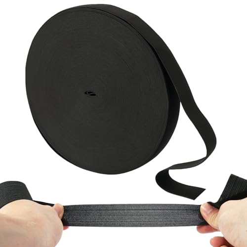 40 M x 3 Cm Gummiband Schwarz Gummiband Gummibänder Breit, Breites Gummiband Nähen Elastisches Band, Polyester Rubber Band Flaches Gummizugband für Hosenbund zum Nähen, Gummilitze Zubehör Nähen von EXIN DECHEN