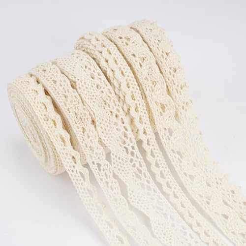 6 Rollen Spitzenband Beige, 30M Schleifenband Spitze Vintage, Spitzenstoff Spitzenborte Geschenkband, Creme Spitzenbordüre Zierband, Baumwolle Spitze Band für Nähen, Hochzeitsdekoration, DIY Handwerk 6 Rollen Spitzenband Beige, 30M Schleifenband Spitze Vintage, Spitzenstoff Spitzenborte Geschenkband, Creme Spitzenbordüre Zierband, Baumwolle Spitze Band für Nähen, Hochzeitsdekoration, DIY Handwerk von EXIN DECHEN