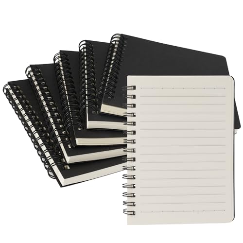 6 Stück Notizblock Spiralbindung A6, 14×10cm Spirale Notizblock, Klein Journal Notizbuch mit Horizontale Linienführung, Schwarzer Rindslederbezug Notizblöcke, A6 Notizzettel für Büro Schule, 50 Blatt 6 Stück Notizblock Spiralbindung A6, 14×10cm Spirale Notizblock, Klein Journal Notizbuch mit Horizontale Linienführung, Schwarzer Rindslederbezug Notizblöcke, A6 Notizzettel für Büro Schule, 50 Blatt von EXIN DECHEN